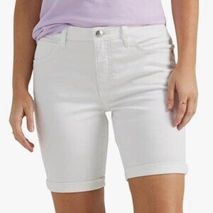 NWT Lee Women's Legendary Rolled Denim Bermuda Short, white, 4